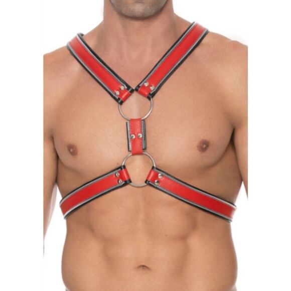 🦋B2G1🦋SHOTS-UOMO Genuine Leather Z Series O-Ring Scottish Chest HarnessS/M